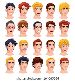 Avatar men. Cartoon vector isolated characters.