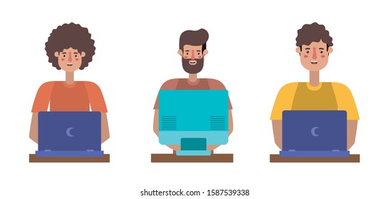 Avatar men design, Digital technology communication social media internet web and wireless theme Vector illustration