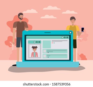 Avatar men design, Digital technology communication social media internet web and wireless theme Vector illustration
