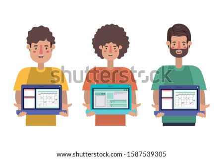 Avatar men design, Digital technology communication social media internet web and wireless theme Vector illustration