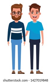 avatar men avatar man with beard and glasses and young man smiling profile picture cartoon character portrait vector illustration graphic design