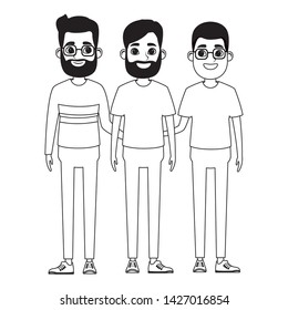 avatar men avatar man wearing glasses, man with beard and man with beard and glasses profile picture cartoon character portrait in black and white vector illustration graphic design