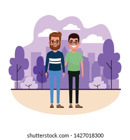 avatar men avatar man wearing glasses and man with beard and glasses profile picture cartoon character portrait outdoor colorful