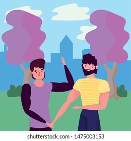 Avatar men in park vector design