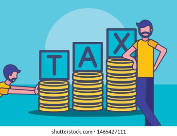 Avatar men with tax design, Money finance accounting commerce market payment and government theme Vector illustration