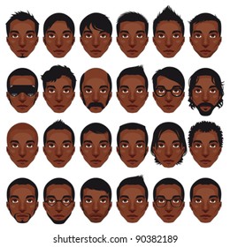 Avatar, men's portraits. Vector isolated characters with different hairstyles