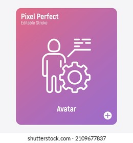 Avatar in metaverse. Thin line icon. Settings, choosing appearance. Pixel perfect, editable stroke. Vector illustration.