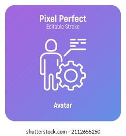 Avatar in metaverse. Thin line icon. Settings, choosing appearance. Pixel perfect, editable stroke. Vector illustration.