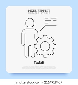 Avatar in metaverse. Thin line icon. Settings, choosing appearance. Pixel perfect, editable stroke. Vector illustration.