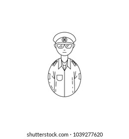avatar military officer icon. Professions for mobile concept and web apps. Thin line  icon for website design and development, app development. Premium icon on white background