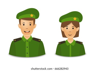 Avatar with a military profession. Professions set. Flat Vector illustration. Eps 10.
