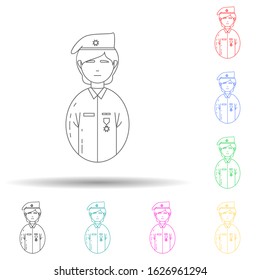 avatar military woman multi color style icon. Simple thin line, outline vector of avatars icons for ui and ux, website or mobile application