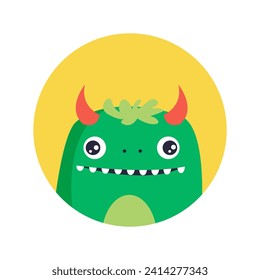 Avatar of monster in the colorful style. The cartoon design of this funny monster avatar adds an element of surprise and laughter. Vector illustration.
