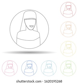 Avatar of nun in multi color style icon. Simple thin line, outline vector of avatar icons for ui and ux, website or mobile application