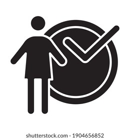 Avatar mit OK-Symbol für das Coaching von Silhouetten Stil Symbol Vektorgrafik Design