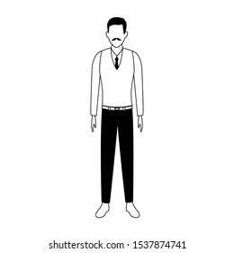 avatar old man icon over white background, vector illustration
