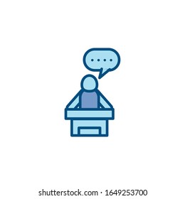Avatar on podium with bubble line and fill style icon design of Person profile social communication human user partnership member and figure theme Vector illustration