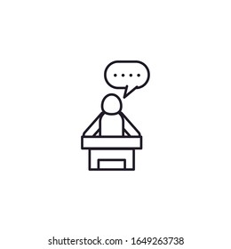 Avatar on podium with bubble line style icon design of Person profile social communication human user partnership member and figure theme Vector illustration