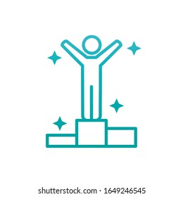 Avatar en el diseño de ícono de estilo de gradiente podio, primera posición de competición éxito deporte mejor liderazgo competir y desafío tema Vector ilustración
