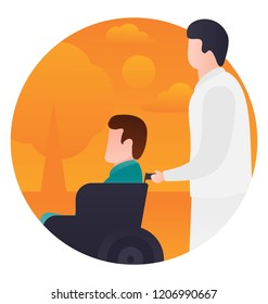
Avatar on wheelchair showing patient care icon
