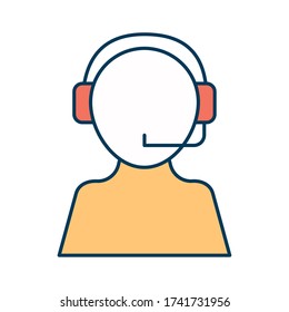 Avatar operator with headphone line and fill style icon design, Call center technical service online support service telemarketing and contact theme Vector illustration