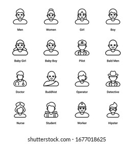 Avatar outline Icons - stroke, vector