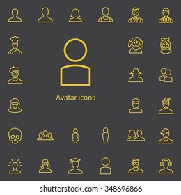 avatar outline, thin, flat, digital icon set for web and mobile
