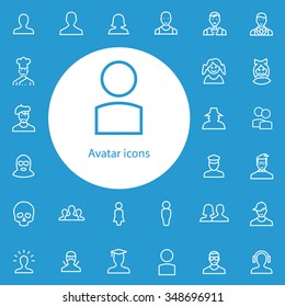 avatar outline, thin, flat, digital icon set for web and mobile