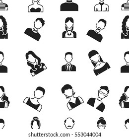 Avatar pattern icons in black style. Big collection of avatar vector symbol stock illustration