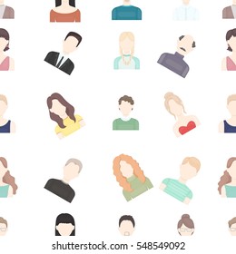 Avatar pattern icons in cartoon style. Big collection avatar vector symbol stock illustration