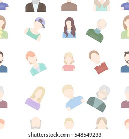 Avatar pattern icons in cartoon style. Big collection avatar vector symbol stock illustration