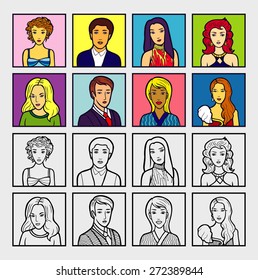Avatar people character 2. Sketch and flat color. Good use for your avatar, website icon, symbol, illustration, or any design you want. Easy to use.