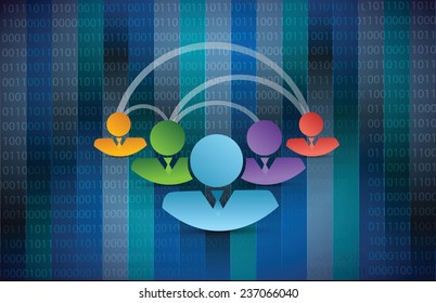 avatar people diversity link network illustration design over a binary background