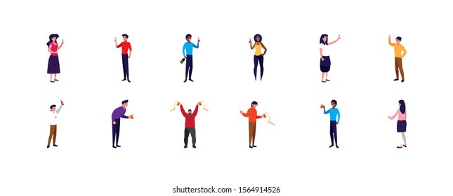 avatar people with drinks icon set pack, High Quality variety symbols Vector illustration