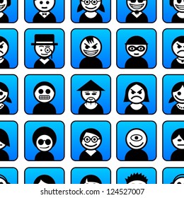 Avatar people icons. Seamless pattern.