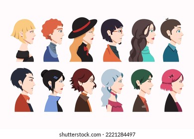 Avatar People illustration Portrait. Minimal isolate on white background. Human vector flat illustration. Graphic Character design. Character avatar illustration. Cartoons design
