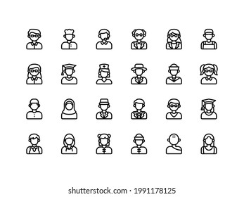 Avatar People Outline Icon Set