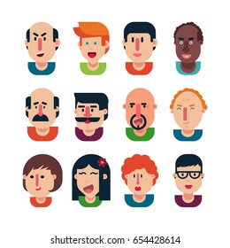 Avatar people set in an isolated background flat design