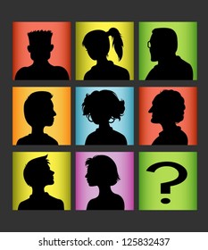 Avatar people silhouettes. Male and female black shadow, Use for web design, profile, your avatar or any design you want.