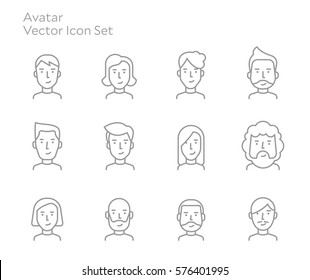 Avatar People Vector Line Icon Set