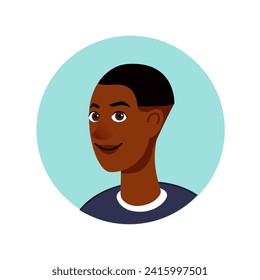 Avatar of person in the cartoon style. This design effectively combines the distinctive blue background with the man's avatar, resulting in an attention-grabbing visual. Vector illustration.