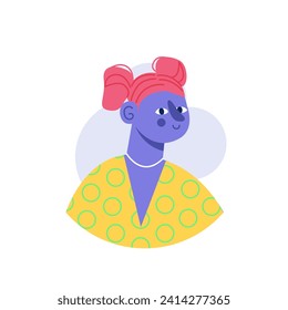 Avatar of person in the colorful style. The cartoon design of the colorful girl avatar adds a playful and dynamic element. Vector illustration.