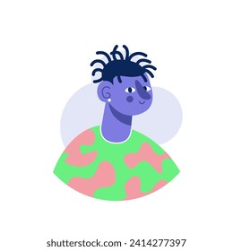 Avatar of person in the colorful style. This illustration showcases a dynamic and creatively designed avatar of a colorful man. Vector illustration.