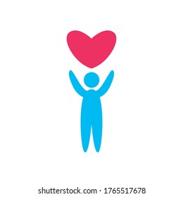 Avatar person with heart flat style icon design of love passion and romantic theme Vector illustration