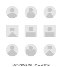 Avatar and person portrait symbol. Nine users profile icon. Default portrait image.