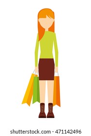 avatar person with shopping bags vector illustration design