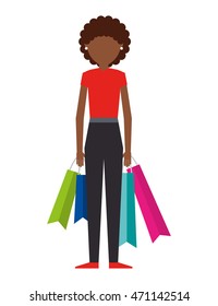 avatar person with shopping bags vector illustration design