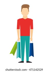 avatar person with shopping bags vector illustration design