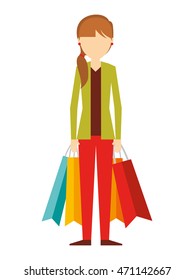 avatar person with shopping bags vector illustration design