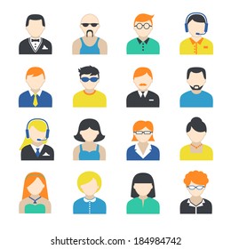 Avatar pictograms social networks users profile icons collection flat isolated on white vector illustration